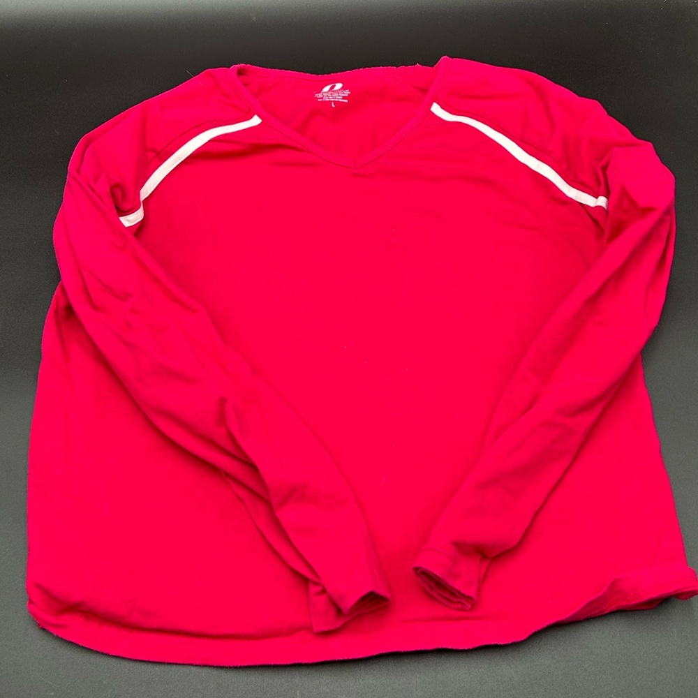 Prospirit Vivid Red pink V-Neck Top size large